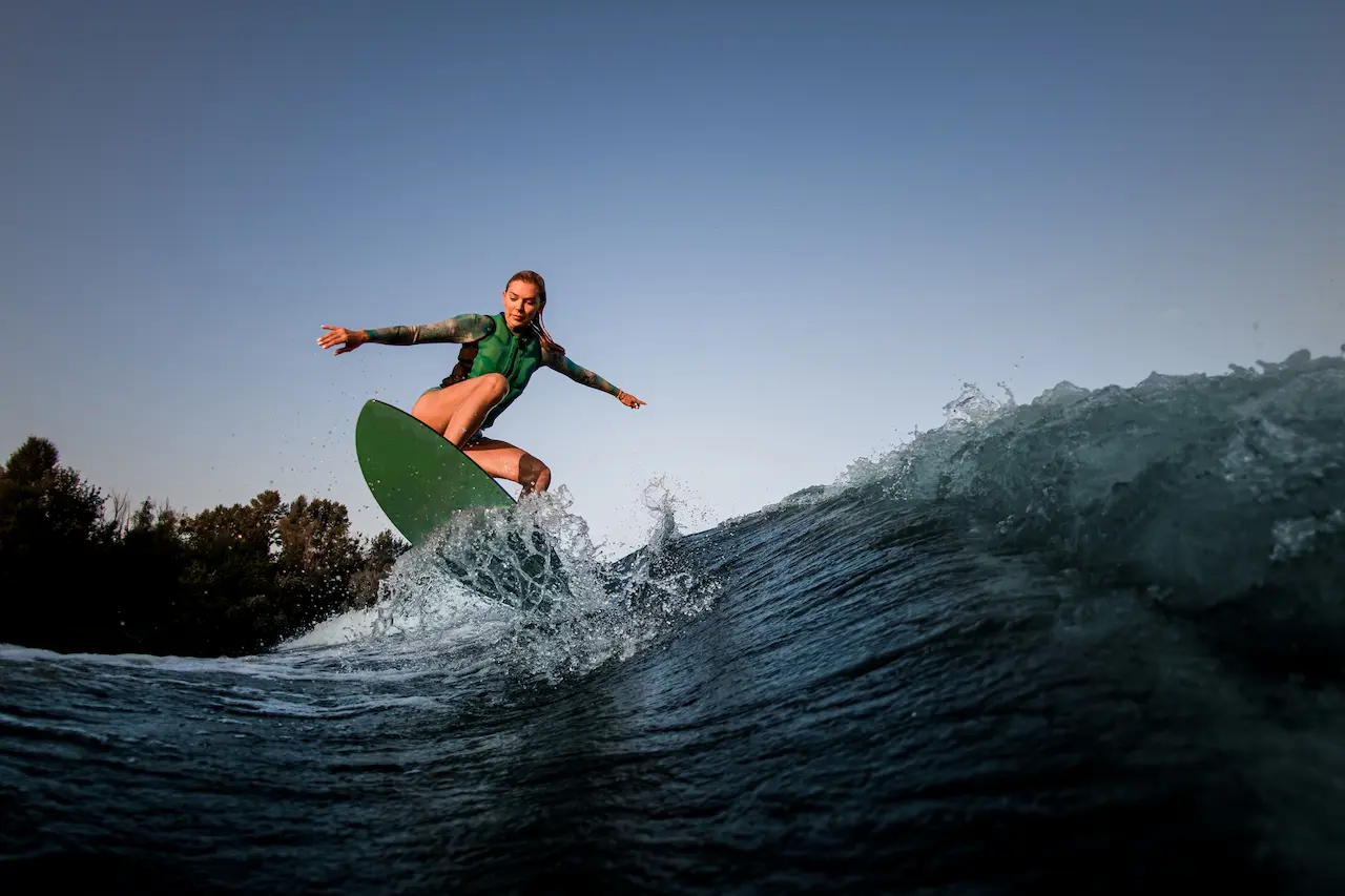 A Girl Doing a Wakesurf 